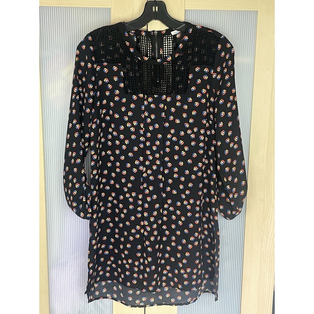Anthropologie Meadow Rue XS Tunic Dress Floral Black Red Boho WhimsiGoth Beach